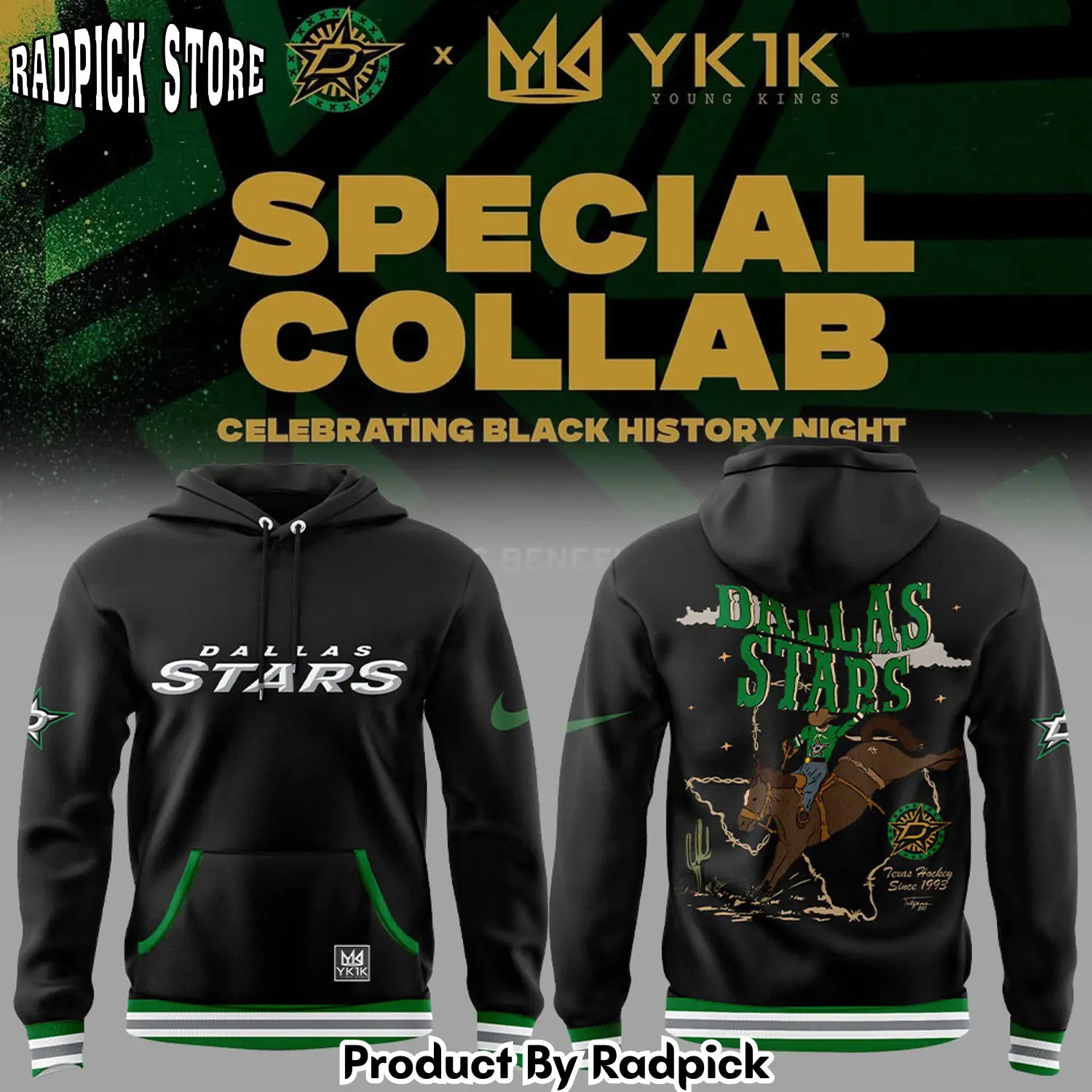 Dallas stars black history night hoodie joggers hoodie and long pants set rp291787